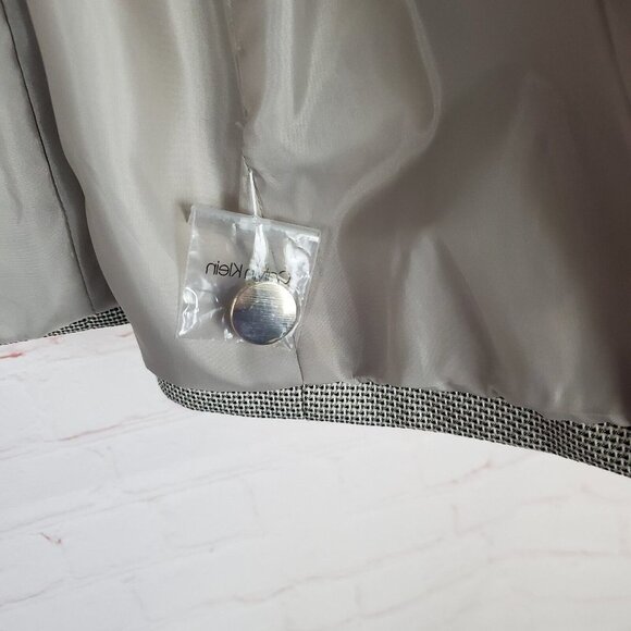 NEW Calvin Klein Womens Textured One-Button Blazer Jacket Sz 12 Neutral Tan Blk - Picture 5 of 16